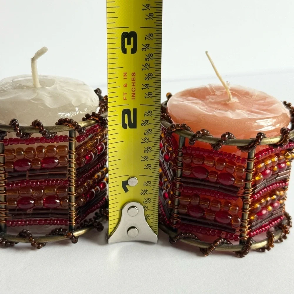 Red Moroccan Beaded Napkin Rings | Candle Holders